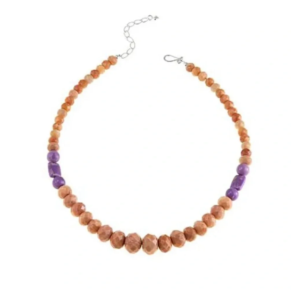 Peach Stone and Phosphosiderite Bead Necklace by Jay King - Picture 5 of 11